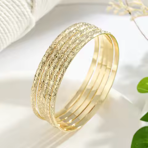 5pcs 3MM Hawaiian Scroll Design Copper Bangle Bracelet