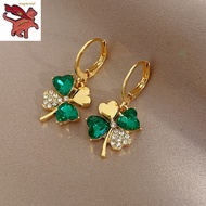 18k earings saudi gold pawnable legit women's full diamond petal earrings light luxury design Korean version of simple fashion jewelry