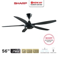 SHARP 56" Wafu 5 Blade Ceiling Fan Remote Control PJC116BK | Energy Saving Kipas Siling 吊扇
