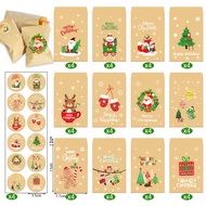 48pcs /Set Christmas Small Envelope Bag Paper Bag Christmas Decoration Packaging Gift Bag Original Christmas Greeting Card Gift Small Storage Bag