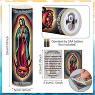 2 Sets LED Flameless Catholic Prayer Candle and Card 1.97" x 7.87" Devotional Prayer Candle Religiou