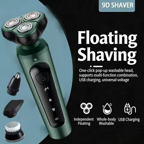 Electric Shaver Multi Functional 9D Water Wash High Power Charging Portable Hair Beard Trimmer Full 