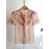 Axes Femme nude top atasan kemeja wanita cream