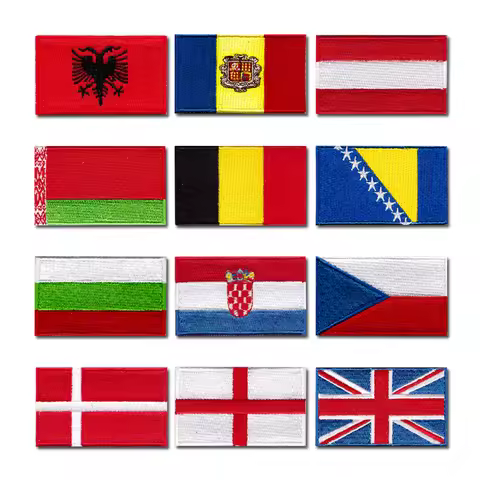 National flag computer embroidery patches clothes sticker ironing sewing Applique Belarus Belgium Cr