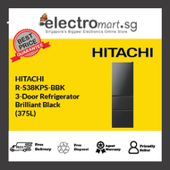 HITACHI R-S38KPS-BBK 3-Door Refrigerator Brilliant Black (375L)