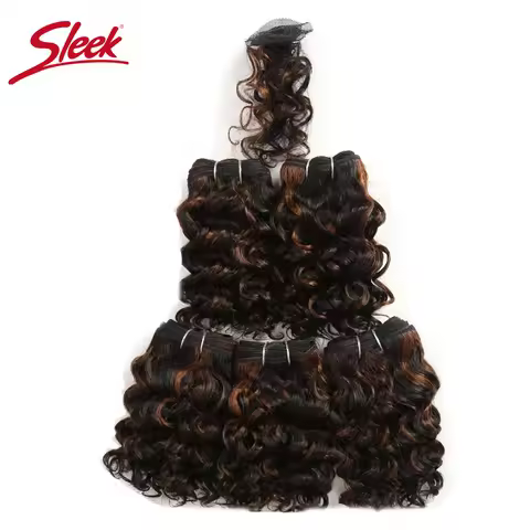 Sleek P1B/30 P4/30 Natural Color Brown 4# Short Brazilian Curly Bundles With Clocure 5 Bundles Doubl