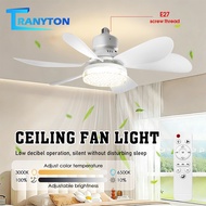 Crystal Ceiling Fan With Light E27 40W 5 leaves 3-speed Wind 3 Color Silent Fan Light Bulb Remote Co