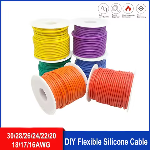 Soft Silicone Wire 16awg 18awg 20awg 22awg 24awg 26awg 28awg 30awg Stranded Tinned Copper High Tempe