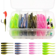 Fishing Lures Kit Worm Fishing Soft Plastic Lures Set with Fishing Jig Hooks Fishing Baits Mini Senk