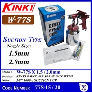 W-77S KINKI PAINT AIR SPRAY GUN WITH 3/8" 1000cc SUCTION CUP NOZZLE SIZE: 77S-15 1.5mm / 77S-20 2.0m