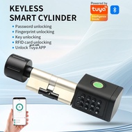 One Piece 5-In-1 Smart Lock Cylinder, Fingerprint IC Card Keypad Tuya APP Key Unlocking With Adjusta