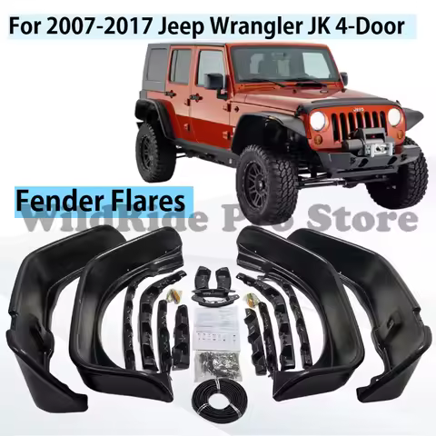 Perfect Fit Fender Flares for 2007-2017 Jeep Wrangler JK 4-Door Off-Road Modified - Wheel Brow, Prem