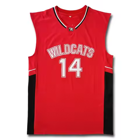 Zac Efron Troy Bolton East High School Wildcats No 14 Red Retro Basketball Jersey Men Stitched Embro