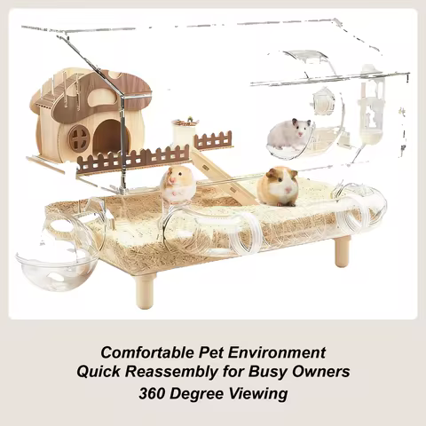 Hamster Habitat Acrylic Exercise Wheel Storage Habitat Cage for Hamster for Bedding Small Animals En