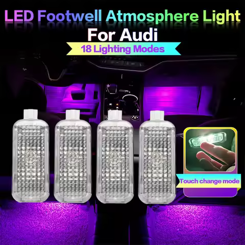 4PCS LED Car Footwell Atmosphere Light Interior Lamp Acc For Audi A3 8P A1 8X A4 B7 B8 B9 A5 A6 C6 C