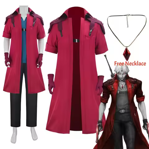 DMC5 Devil May Cry Dante Cosplay Costume Adult Men Game Halloween Costume Long Wind Coat Gloves Role