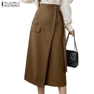 ZANZEA Women Korean Fashion Casual Patchwork High Waist Zipper Skirts