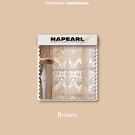 NAPEARL European Hollow Jacquard Curtains with 10-30% Light Blocking Exquisite Gauze Curtains Brown