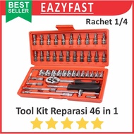 Ratchet Shock Set Repair Tool Kit 46 Pcs Socket Shock Fitting ScrewdriverRing