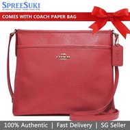 Coach Handbag With Gift Paper Bag Crossbody Bag Pebbled Leather File Crossbody Red # F28035