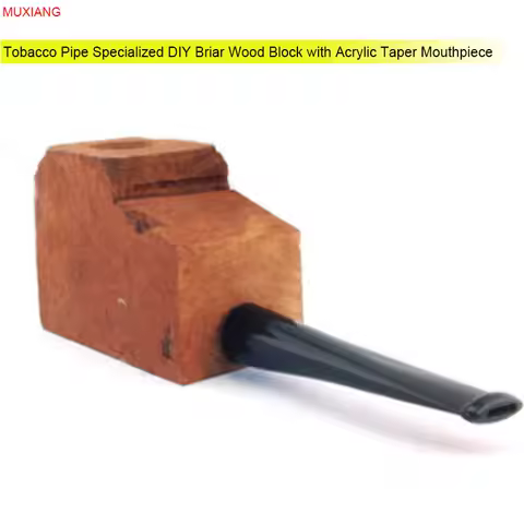 Muxiang Pipe Specialized Briar Wood Block With Acrylic Taper Nozzle Diy Crafts For Pipe Making Men C