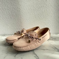 🎉上班必買 TODS粉色方塊蝴蝶結豆豆鞋 平底鞋