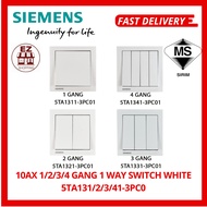 SIEMENS 10AX 1/2/3/4 GANG 1 WAY SWITCH WHITE 5TA131/2/3/41-3PC01