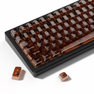 Womier 115 Keys Clear Retro Brown Transparent Keycaps Set MDA Profile Crystal Ceramic Keycap for Gat