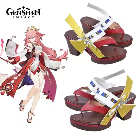 Game Genshinimpact Yae Miko Guuji Yae Cosplay Sandals Anime High Very Female Platform Fashion Casual