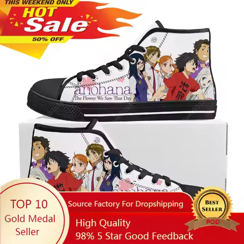 AnoHana The Flower We Saw That Day High Top Sneakers Mens Womens Teenager Canvas Sneaker Casual Coup