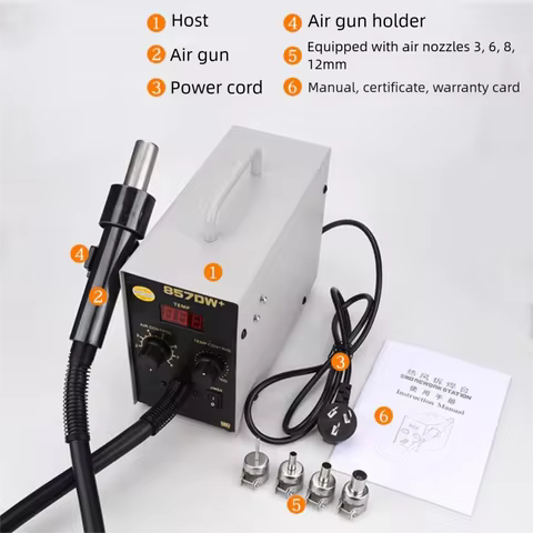 857DW+ 850W Adjustable Hot Air Gun Soldering Station Heater Helical Wind Air Gun With Sleep Function