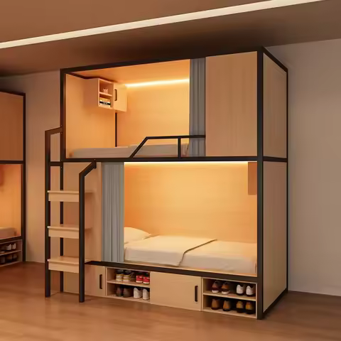 Space Capsule Bunk Bed for Youth Hostel Apartment School Dormitory Double Bed with Privacy Partition