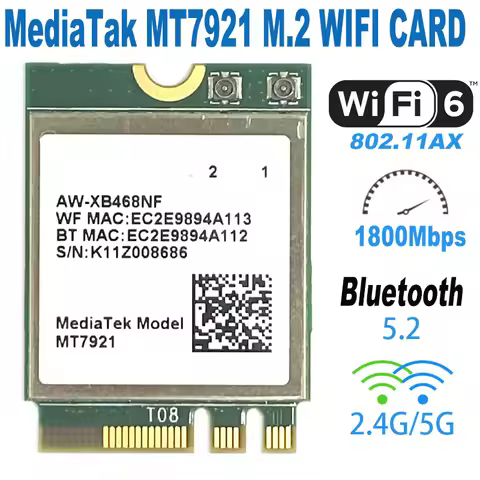 Wi-Fi 6 MT7921 MT7921 1800M Bluetooth 5.2 desktop / notebook wireless wifi network card supports win