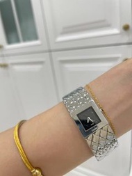 CHANEL Matelasse 銀色方型 菱格紋鍊帶 石英錶 手錶