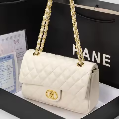 Bag women's bag 2025 new Chanel CF chain bag women's messenger bag leather versatile diamond bag