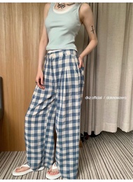 CASA PROJECTS - (พร้อมส่ง❗️) Blue plaid wide leg pants