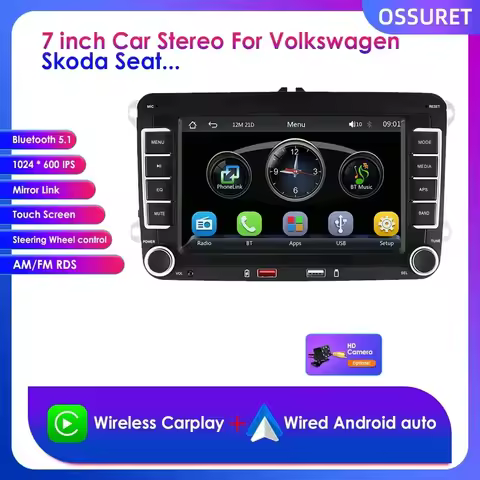 7"Car Stereo Carplay Mirror Link Android Auto RDS AM FM For Volkswagen Golf Passat B6 B7 Polo Jetta 