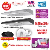 FIRENZZI  FH-902 Black or FH-902 Steel Slim Cooker Hood 1490m3/hr Firenzzi Slim Hood FH-902 XP/SS