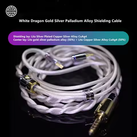 HAKUGEI White Dragon Earphone Upgrade Cable 2Pin 0.78mm MMCX Gold Silver Palladium Copper Advanced E