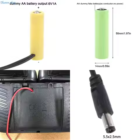 6V LR6 AA Dummy Battery AA Battery Eliminators Cable Replace 4Pcs 1.5V AA Batteries for LED Light Sp
