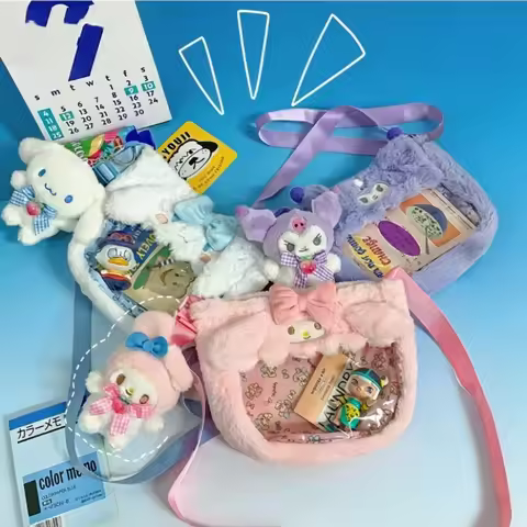 Cute Cartoon kuromi Small Transparent Slant Crossbody Bag Handbag Single oulder Bag Lovely Bag ornam