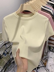 original imported NEW Japanese MUJI Official Store Shoulder Round Neck Loose Cotton Short Short Slee