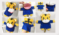 Harimau Malaya Cartoon Animals Hand Puppet Plush Toy Panda Lion Open Mouth Baby Stuffed Toy Kids Sle