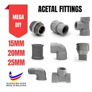 [LOCAL] PVC Acetal Fitting [15mm,20mm,25mm] Acetal Connectors Socket Tee Elbow Nipple Socket Male/Fe