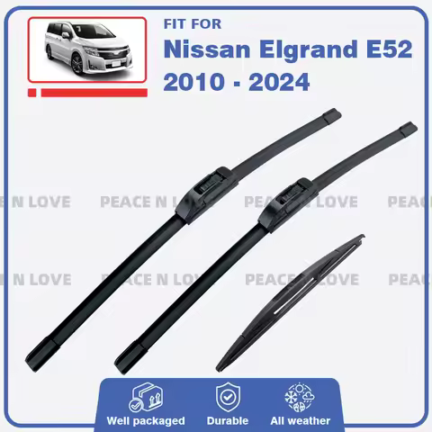 For Nissan Elgrand E52 2010 - 2024 Car Front Rear Wiper Blades 3PC Windshield Windscreen Window Brus