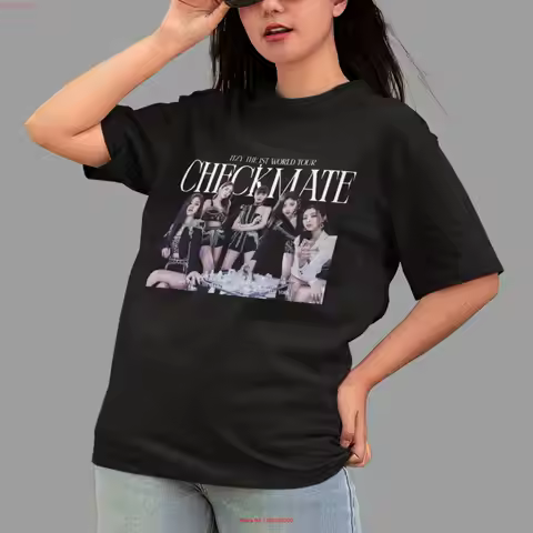 ITZY 1st World Tour 'Checkmate' T Shirt Midzy ConcerT Checkmate for Kpop Streetwear 099 long or shor
