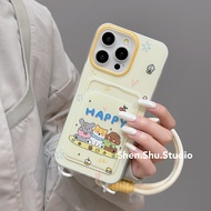 MERAH Yellow Dog Strap Card Holder Casing iphone 17 Air Pro 16 15 Pro Max 11 13 Pro Max 7P 8P Xr Ip1