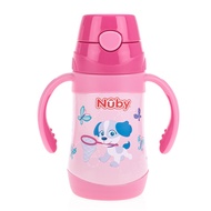 Nuby - 不鏽鋼真空學習杯-花漾犬-280ml(細吸管)