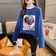 [TSHIRTWOMEN] Baju T Shirt Perempuan Lengan Panjang T-shirt Plus Size Long Sleeve Blouse Clothes