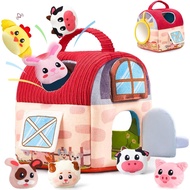 Vanvimen Baby Girl Toys 6-12 Months, Surprise Barn Contains 12 Filling Farm Animals, Montessori Sens